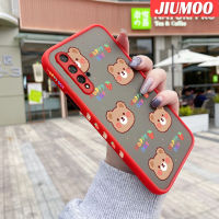 เคส JIUMOO สำหรับ Huawei Nova 5T Honor 20 Pro เคสแฟชั่นหมีสุขสันต์วันหมีมีน้ำค้างแข็งโปร่งใสแข็งด้านข้างลายขอบสี่เหลี่ยมกล้องปลอกซิลิโคนเคสนิ่มป้องกันการกระแทก