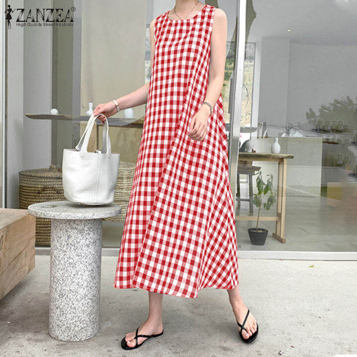 zanzea-women-o-neck-sleeveless-plaid-printed-loose-long-dress