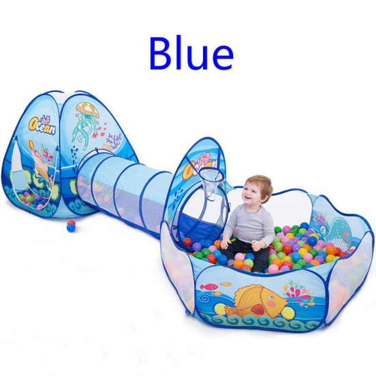 Xách tay 3 in1 lều em bé kid bò đường hầm nhà lều chơi đùa nhà bóng hồ bơi - ảnh sản phẩm 2