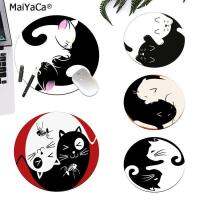 Maiyaca Fashion Gold And Silver Yin Yang cat  Computer Gaming round Mousemats Anti-Slip Laptop PC Mice Pad Mat gaming Mousepad