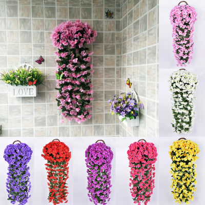 Xinyi3 7สีตกแต่งบ้านดอกไม้ประดิษฐ์สีม่วงแขวนดอกไม้จำลองเถา4กลีบสวนงานแต่งงาน