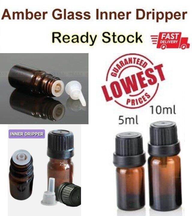 Thick Amber Glass Inner Dripper Bottle for DIY Liquid Essential Oil 5ml, 10ml (With Box) Lazada