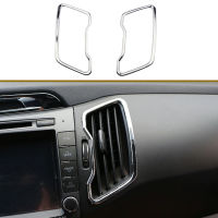 2Pcs สำหรับ Kia Sportage R Sportager 2012 - 2015 Car Center Chrome Air Vent ตกแต่งสติกเกอร์อุปกรณ์เสริม