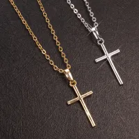 Rinhoo Jewelry Cross Necklace Women Clavicular Chain Gold Silver Color Metal Retro Christian Jesus Cross Choker Collar Pendants Clavicle Chain