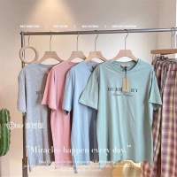 ? พร้องส่ง? BUR ชุดเซ็ทเสื้อแขนสั้น+ขายาว ตัวผ้านิ่มเด้งใส่สบาย เสื้อยืดคอกลม+กางเกงลายสก็อต