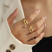 14K Gold Plated Lucky Knot Dome Ring | Twisted Braided Gold Plated Ring | Chunky Signet Ring for Women