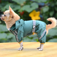 Reflective Dog Raincoat Waterproof Hooded Rain Coat Jackes Four-leg Raincoat Puppy Cat Shrinkable Jumpsuit Rainwear Clothes