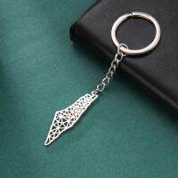 Skyrim อิสราเอลปาเลสไตน์แผนที่จี้พวงกุญแจสแตนเลสประเทศแผนที่ Car Key เครื่องประดับวันเกิดของขวัญผู้หญิงผู้ชายเด็ก