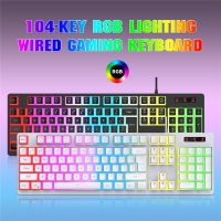 LED Lighting Keyboard Wired Key Board 104 Keys RGB Membrane Gaming Keyboards USB Port for Desktop Laptop PC