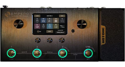 Hotone Ampero MP-100 Guitar Bass Amp Modeling IR Cabinets Simulation Multi Language Multi-Effects with Expression Pedal Stereo OTG USB Audio Interface