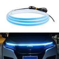 AutoAccessories Car LED Streamer Decorative Hood Atmosphere Lights, Style: Monochrome Ice Blue Light(1.5m)