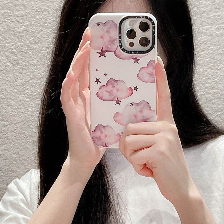 เคสซิลิโคนเหลวลายเมฆและดอกไม้สำหรับ-iphone-14-13-12-11-pro-max-ที่ยึดฝาครอบโทรศัพท์ปลอกเคสฝาครอบเคสไอโฟนโทรศัพท์มือถือ