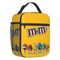 กระเป๋าใส่ข้าวกลางวันฉนวนกันความร้อนถั่วช็อกโกแลตของ M &amp; M สำหรับปิกนิกกลางแจ้งลูกอมช็อคโกแลตกันรั่วกล่องข้าวกลางวันระบายความร้อนผู้หญิง