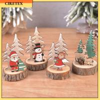 CIRETEX ของตกแต่งโต๊ะของขวัญรูปสโนว์แมนสำหรับเด็กการตกแต่ง DIY ของประดับโต๊ะทำงานซานตาคลอสต้นคริสต์มาสทำจากไม้