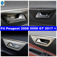 YON ขอบปลอกคอกันสุนัขเลียแต่งมื่อจับประตูด้านในสำหรับรถยนต์ Peugeot 3008 5008 GT 2017-2022คาร์บอนไฟเบอร์/Matte/สีดำเงา/เงิน