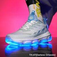 Darlene Orlando Cross-border new couple light shoes USB charging with light flying woven popcorn sole sneakers fashion casual mens shoes