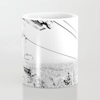 Chairlift // Mountain Ascent Black and White City Photograph Coffee Mug Coffee Mug coffee cup tea milk cup mug gift