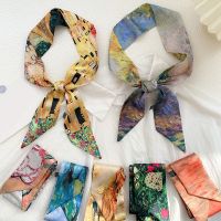 Fashion Narrow Silk Scarf Oil Painting Scarves Long Small Streamer Ribbon Art Neckerchief Headband Hair Tie Bag Accessories Drawing Painting Supplies