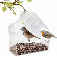 อะคริลิโปร่งใส Bird Feeders ถาด Bird Feeder Window ดู Birdhouse Water Feeder ถ้วยดูด Mount House ประเภท Feeder