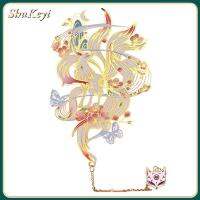 SHUKEYI โลหะสำหรับตกแต่ง ที่คั่นหนังสือโลหะทองเหลือง สีขาวและสีแดง จิ้งจอกเก้าหาง ที่คั่นหนังสือแบบกลวง สร้างสรรค์และสร้างสรรค์ 55นิ้วค่ะ ของสะสมสำหรับผู้ที่ชื่นชอบหนังสือ ออฟฟิศสำหรับทำงาน