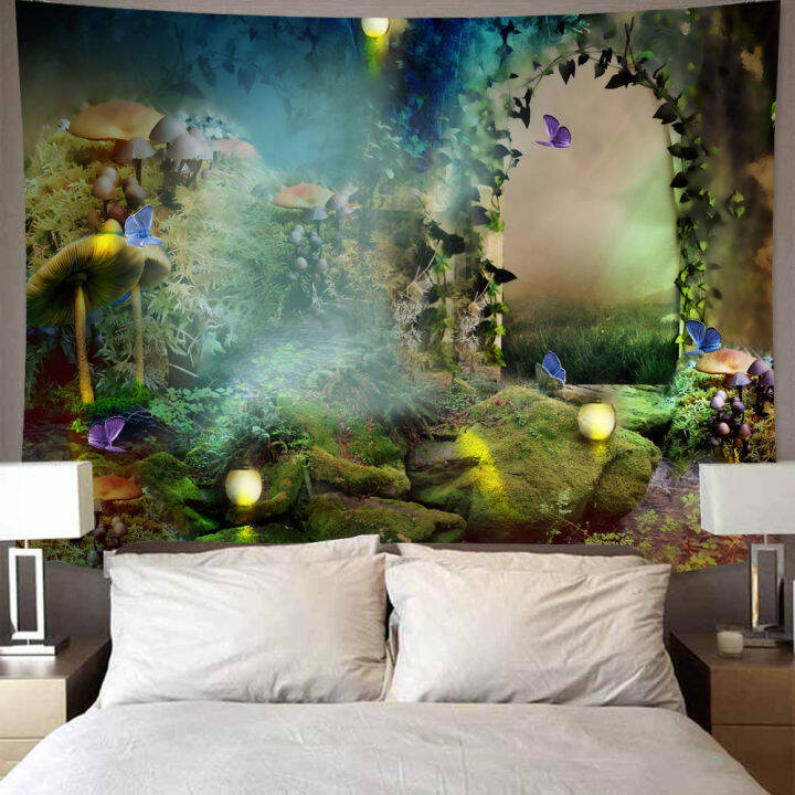 mushroom-forest-print-tapestry-wall-hanging-psychedelic-decorative-wall-carpet-bed-sheet-bohemian-hippie-home-decor-couch