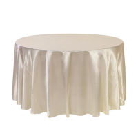 1pc 90" Birthday Gold Satin Round Tablecloth Christmas Event Table Cloth Wedding Decorative Ivory Dining Table Protective Cover