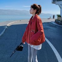 利Spring Autumn Short Trench Coat Women Korean Loose Casual Jacket Fashion Zipper Pocket Tooling Windbreaker Female
