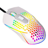 M3 S50เมาส์คอมพิวเตอร์หลุมรังผึ้งการออกแบบที่มีน้ำหนักเบาปรับ RGB แสงปล่อยแสงปุ่มปิดเสียงสายเมาส์สำหรับเล่นเกมคอมพิวเตอร์