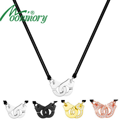 Moonmory 20 Colors Pure 925 Sterling Silver Handcuff Pendant & Necklace For Women Top Quality Silver Menottes Necklace With Rope