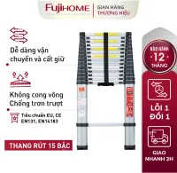 Thang nhôm rút đơn Nhập Khẩu 3,8M - 5M gấp gọn chính hãng FUJIHOME, thang rút xếp gọn gia đình đa năng Nhật Bản