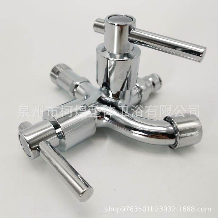 Double water outlet, dual control, one inlet, two outlets, side opening ...