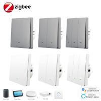 3.0ไฟติดผนังอัจฉริยะ220V EU Zigbee สวิตช์สีขาว1 2 3แก๊งสำหรับ Zigbee2mqtt ชีวิตอัจฉริยะ Alexa Google Home Smartthings Tuya