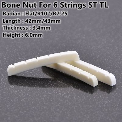 1 Piece  Real Slotted Bone Nut For  6 Strings ST TL Electric Guitar ( Bottom  Flat / R7.25 / R10   42MM*3.4MM*6MM ) Guitar Bass Accessories