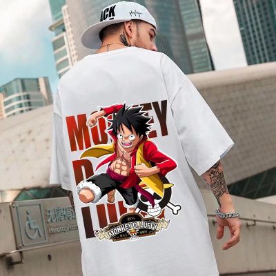 เสื้อยืดครอป เสื้อยืดแขนสั้น พิมพ์ลายการ์ตูนอนิเมะ One Piece Luffy อินเทรนด์คู่รัก สไตล์ญี่ปุ่น เหมาะกับฤดูร้อน สํา_24