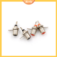 Aleaty? 4pcs เครื่องขยายเสียงโลหะ RCA Phono แชสซีคอนเน็กเตอร์ซ็อกเก็ตตัวเมีย