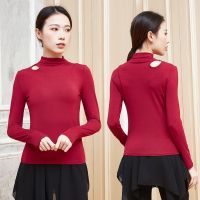 ▬ Welfare Half-High Collar Ripped Bottoming Shirt Latin National Standard Dance Practice Clothes Top Adult Long-Sleeved