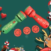 Interesting 24 Patterns Christmas Flashlight Classic Santa Projection Toy Sleeping Story Book for Children Holiday Birthday Gift