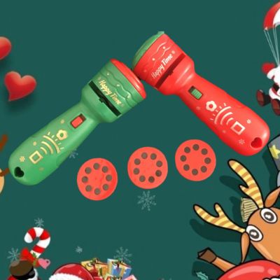 Interesting 24 Patterns Christmas Flashlight Classic Santa Projection Toy Sleeping Story Book for Children Holiday Birthday Gift