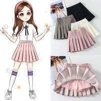 Korean Style Summer Girls Pleated Skirts High Waist Solid Mini Skirt Sweet Cute Baby Girls Dance Skirt Preppy Pleated Skirts