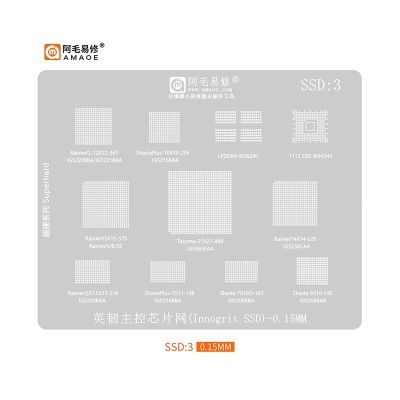 Amaoe SSD3 BGA Reballing Stencil สําหรับ Innogrit SSD IG5220BBA IG5216BAA LPDDR4 BGA200 BGA345 IG5236CAA IG5220BAA IG5216BBA IG5208