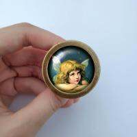 A.C.S Angel Cabinet Dresser Knobs pull Glass Cabochon Knob Domed Cabinet Knobs Furniture Knobs Door Hardware Locks