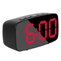 Smart Digital Alarm Clock Bedside,LED Travel USB Desk Clock with 12/24H Date Temperature Snooze for Bedroom,Black