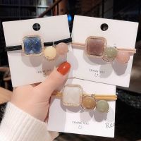 【Ready Stock】 ✜ C18 Korean Version ins Cute Rhinestone Square Hair Ring New Style Rope Tie Head Rubber Band Fashion Accessories Women