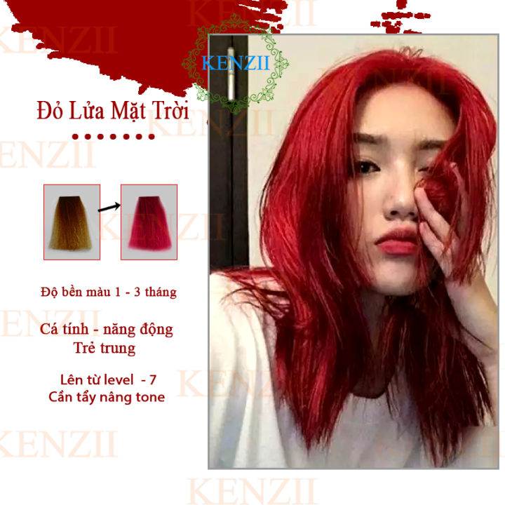 Thuốc nhuộm tóc Đỏ Mặt Trời KENZII lên từ tone 7 Màu nhuộm tóc Đỏ ...