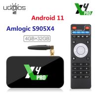 UGOOS X4 Pro Cube Amlogic S905X4กล่องสมาร์ททีวี11 LPDDR4 4GB 32GB รองรับชุดท็อปบ็อกซ์ AV1 1000M BT4.0 OTT 4K Uso70d กล่องสมาร์ททีวี