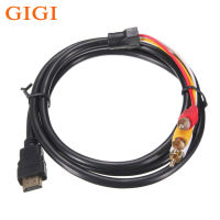 GIGI 5ฟุต1080P HDTV HDMI ชายเป็น3 RCA เสียงวิดีโอ AV สายอะแดปเตอร์แปลงเชื่อมต่อส่วนประกอบสายเคเบิ้ลสำหรับ HDTV ใหม่