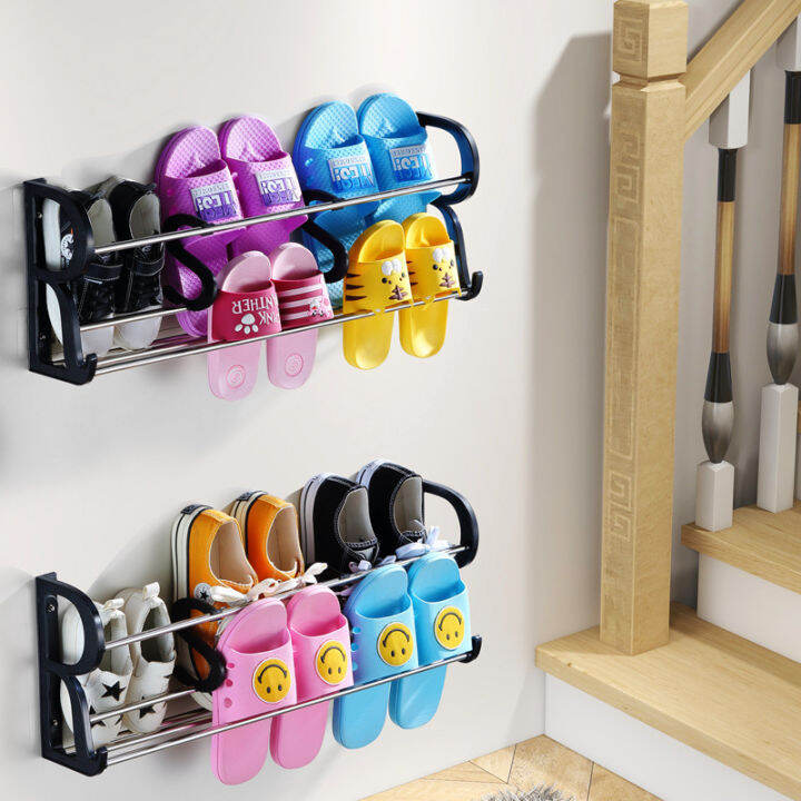 Show Rack For Slippers Rising Star Stainless Steel Wall-Mounted Shoe Rack Slippers Rack Behind ...
