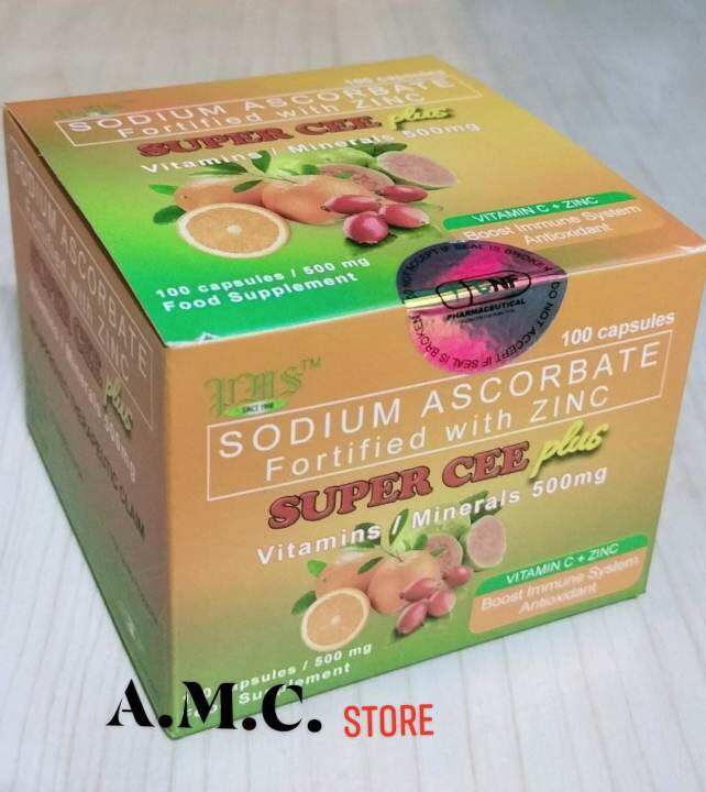 SUPER CEE PLUS (Sodium Ascorbate with Zinc) 100 Capsules FDA Approved