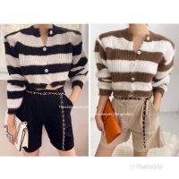 Thesimple - Fluffy stripes top เสื้อแขนยาว ลายขวาง ขนปุยขนนุ่ม น่ารักๆ