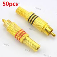 50pcs Non Solder RCA Male Plug Connector Audio Video Locking Cable Plug Adapter for Video IP Camera CCTV Camera SecurityYB23TH